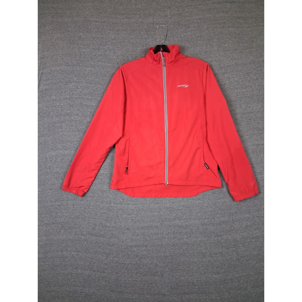 Saucony Adult Jacket S Red Full Zip Windbreaker Vented Water Resistant Running